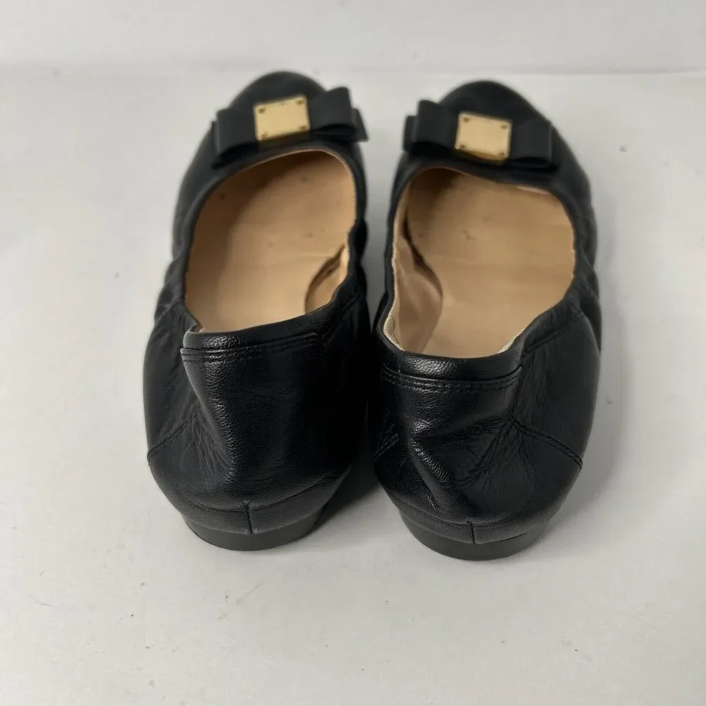 Cole Haan Tali Black Leather Ballet Ballerina Flat Shoes Bow Slip-on Comfort - 7